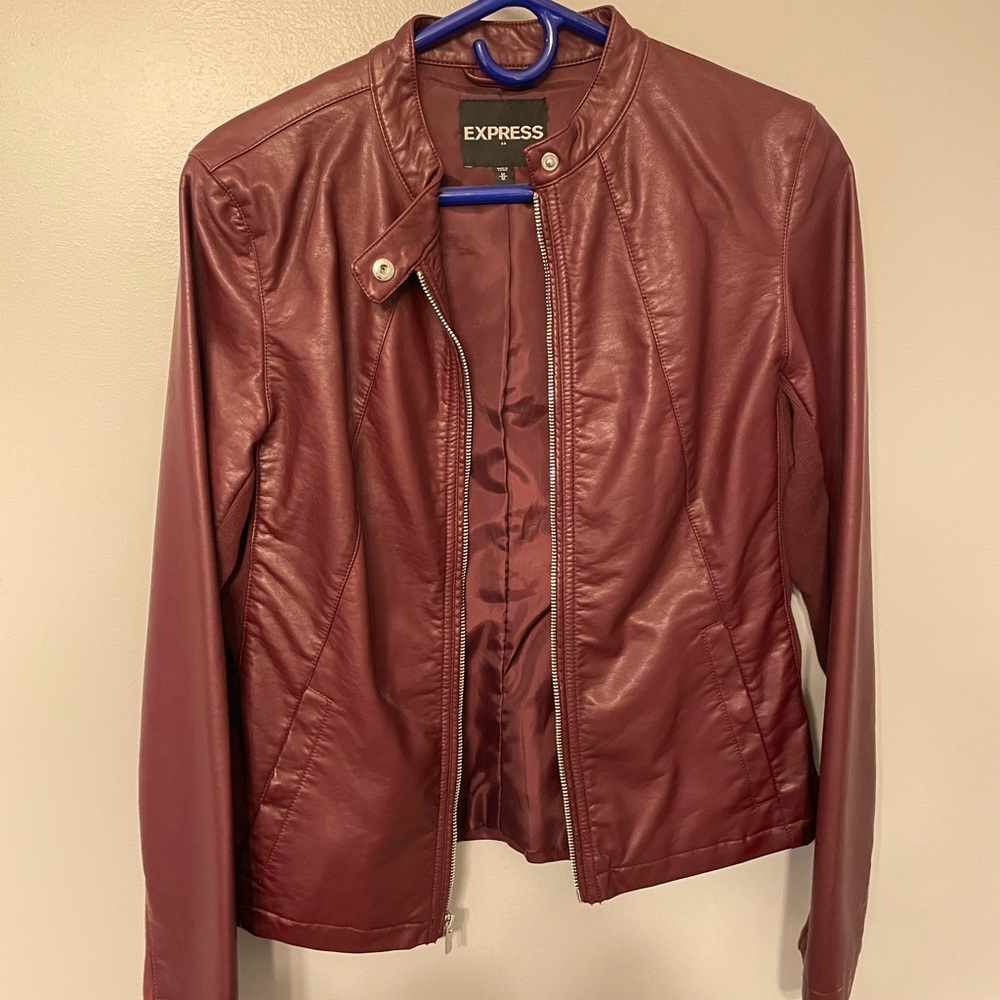 Burgundy Express faux leather jacket